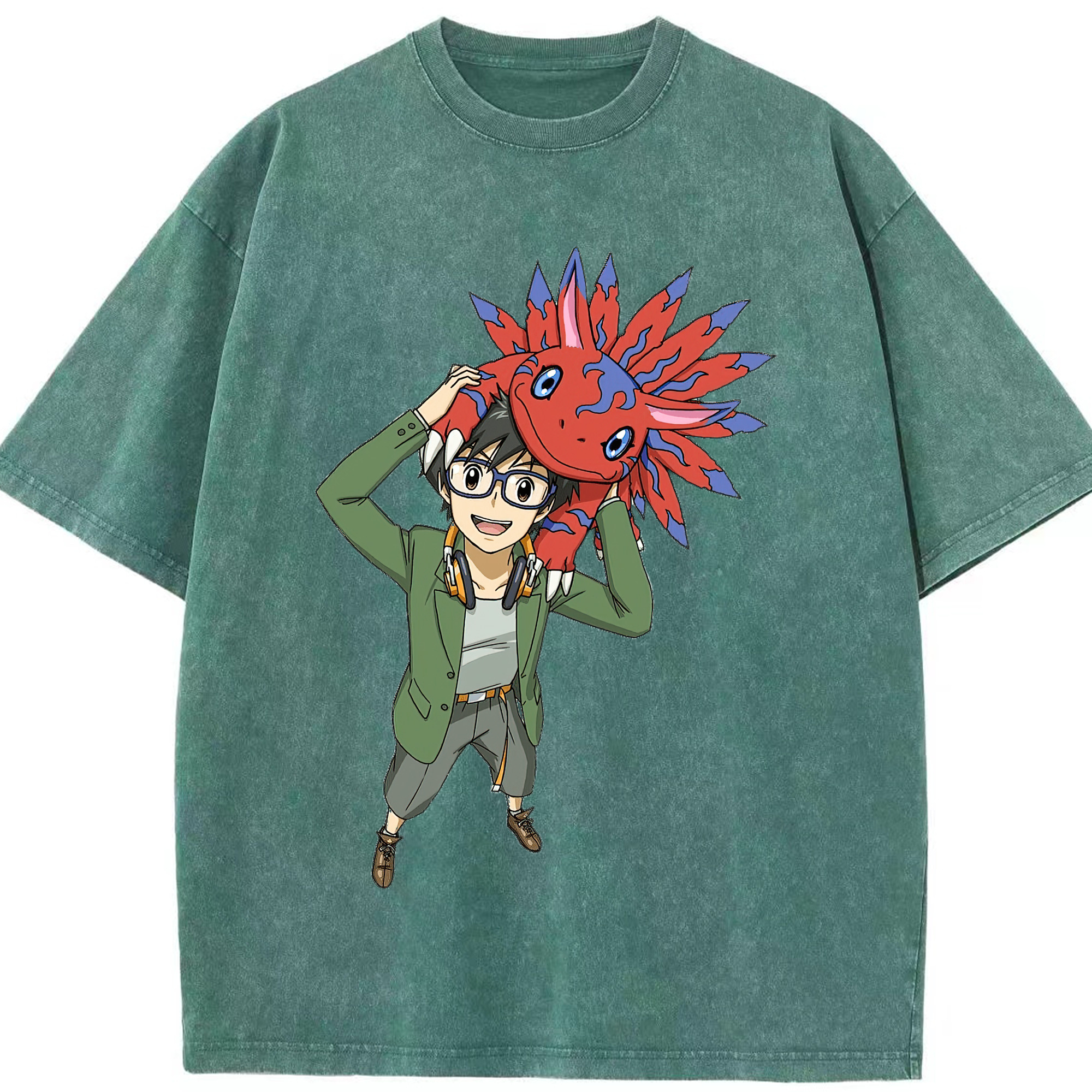 （画像用） Digimon デジタルモンスター/デジモン 綿100% ヴィンテージ風 半袖Tシャツ（フロントプリント）